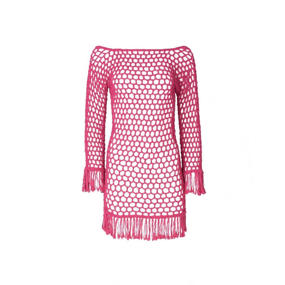 NEW SOAH women's violet crochet mini dress in fuchsia